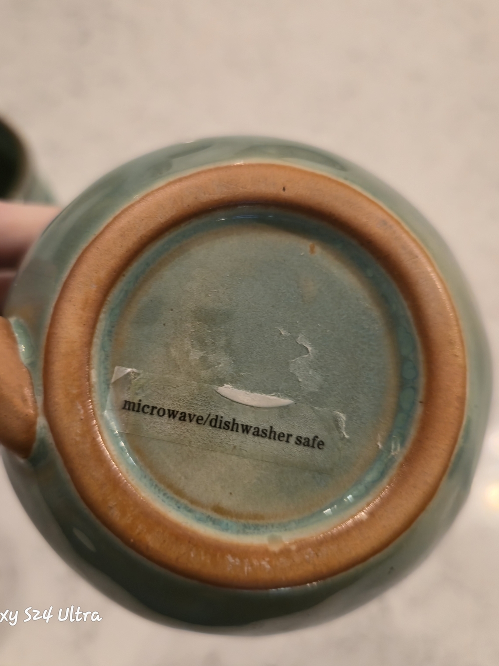 Source Unknown Green Blue Ceramic Mugs with Brown Handles - Set of 2 - Picture 5 of 9
